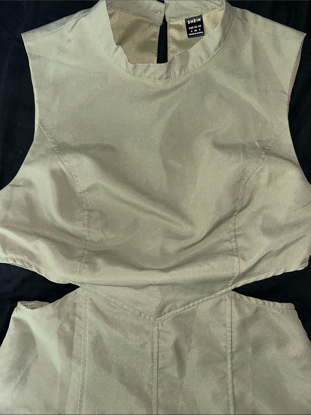 SHIEN Sleeveless  Cutout A-Line Dress in Light Olive